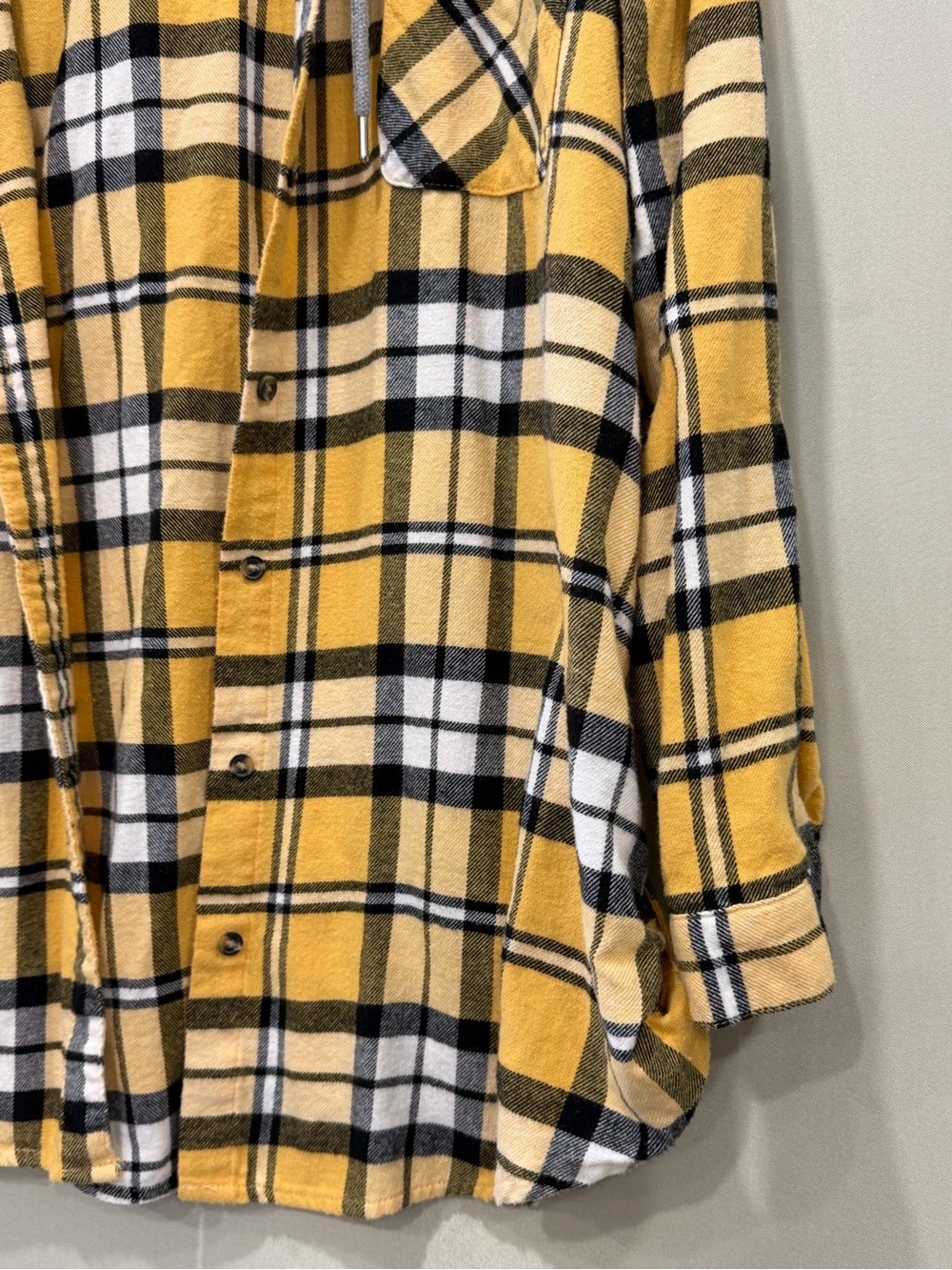Women’s Yellow Plaid Hooded Button Front Flannel Shirt Jacket Size XXXL/3XG(21) - Picture 3 of 10